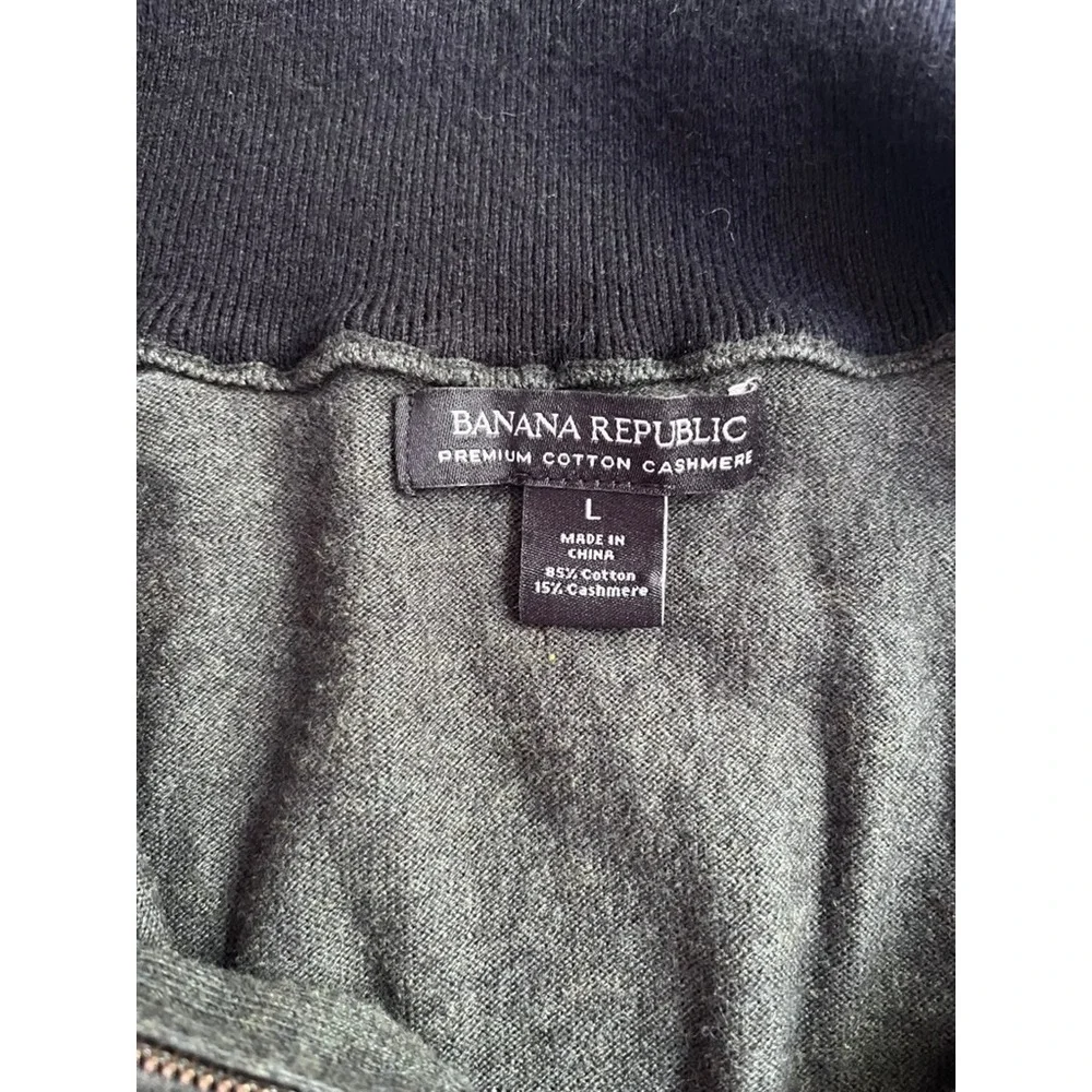 Banana Republic Men's 1/4 Zip Sweater Cotton Cashmere in Green size large